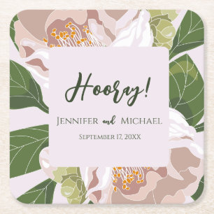 Üppige Blumen und Grün Elegante Hochzeit Rechteckiger Pappuntersetzer