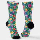 Üppige Blumengarten-Aquarellmuster Socken (Gewinkelt)