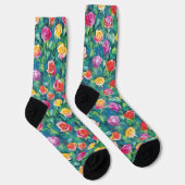Üppige Blumengarten-Aquarellmuster Socken (Rechts)