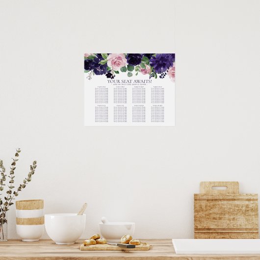üppige Blüten | Lila rosa 10 obere Sitztabelle Poster (Küche)