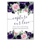 üppige Blüten | Lila Rosa Rose Capture Our Liebe Tischnummer (Rückseite)