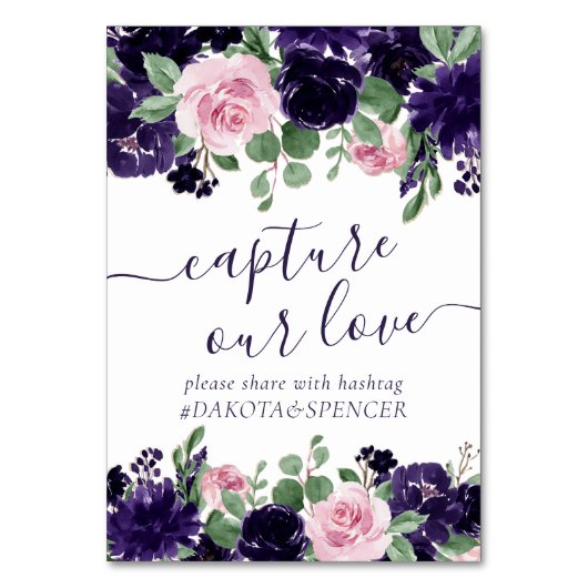 üppige Blüten | Lila Rosa Rose Capture Our Liebe Tischnummer (Vorderseite)