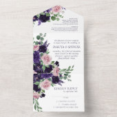 üppige Blüten | Lila und rosa Blumenhochzeit All In One Einladung (Innen Boden)