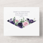 üppige Blüten | Lila und rosa Blumenhochzeit All In One Einladung (Rückseite)