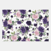 üppige Blüten | Lila und rosa Blumenmuster Geschenkpapier Set (Vorderseite)