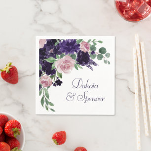 üppige Blüten Lila und rosa Rose Bouquet Serviette