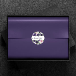 üppige Blüten | Lila und rosa Rosen Danke Runder Aufkleber