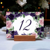 üppige Blüten | Lila und rosa Rosenblumen Tischnummer