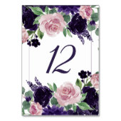 üppige Blüten | Lila und rosa Rosenblumen Tischnummer (Vorderseite)