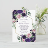 üppige Blüten | Lila und rosa Rosendusche Einladung (Stehend Vorderseite)