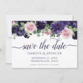 üppige Blüten | Lila und rosa Rosengarten Save The Date (Vorderseite)