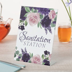 üppige Blüten   Lila und rosa Sanitärstation Sockelschild