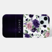 üppige Blüten | Monogramm Lila und rosa Rosen Case-Mate iPhone Hülle (Rückseite (Horizontal))