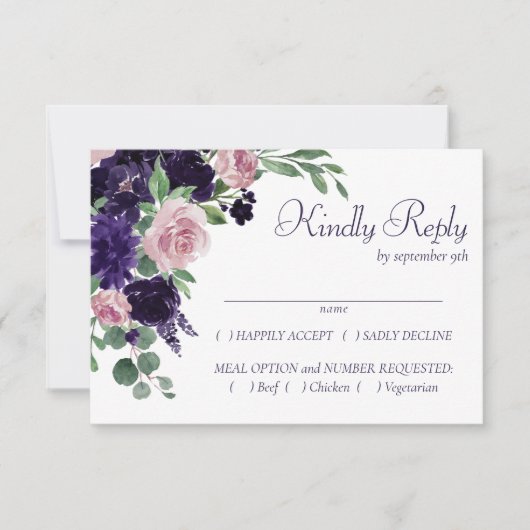 üppige Blüten | Rosa und Lila Blumenbeete RSVP Karte (Vorderseite)
