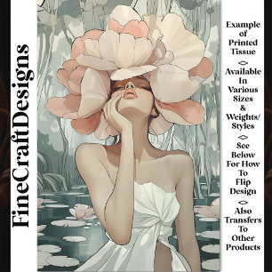 Üppige Botanical Goddess Coral, Blush CC3 Decoupag Seidenpapier