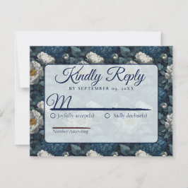 Üppige botanische Pfingstrosen Hochzeit RSVP Karte