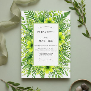 Üppige Botanische Smaragd-Hochzeit Einladung