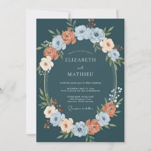 Üppige botanische Teal-Hochzeit Einladung