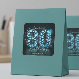 Üppige elegante tealblaue Diamanten 80. Geburtstag Quadratischer Aufkleber