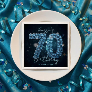 Üppige elegante Türkisblaue Diamanten 70. Geburtst Serviette