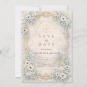 Üppige florale barocke Hochzeit Save The Date (Vorderseite)