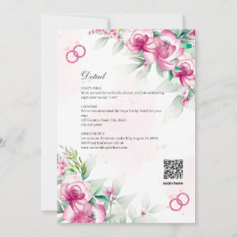 Üppige Fuchsia-Rosa-Blumen-Hochzeits-Einladung Einladung