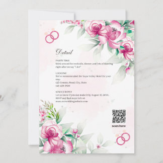 Üppige Fuchsia-Rosa-Blumen-Hochzeits-Einladung Einladung