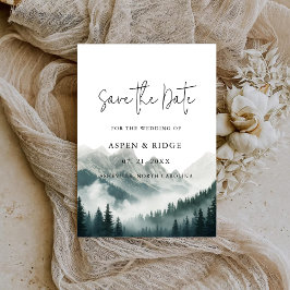 Üppige Gipfel Nebelwald Aquarell Save The Date