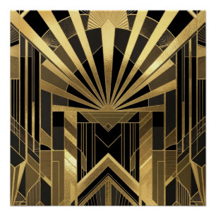 Üppige Gold- und Schwarze Sonnenstrahlen-Architekt Poster