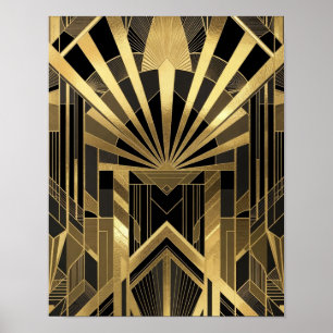 Üppige Gold- und Schwarze Sonnenstrahlen-Architekt Poster