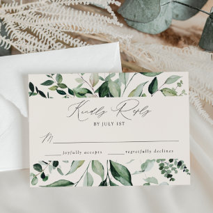 Üppige Grün-Creme-Hochzeit RSVP Karte