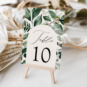 Üppige Grünbogen-Creme-Hochzeit Tischnummer
