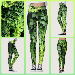 Üppige Grüne Efeu Ranken Blätter Fotografie Leggings