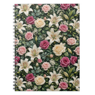 Üppige Magnolie Florale Botanische Illustration Notizblock