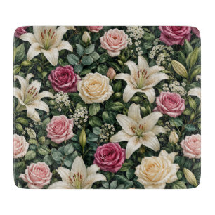 Üppige Magnolie Florale Botanische Illustration Schneidebrett