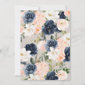 Üppige Magnolien-Rosen-graue Marine u. erröten Einladung (Rückseite)