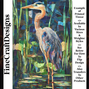 Üppige Papier-Mosaik-Collage Reiher Vogel BV5 Deco Seidenpapier