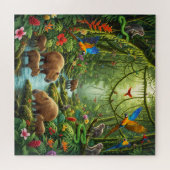 Üppige Regenwaldszene, in der Kapybaras wimmeln Puzzle (Horizontal)