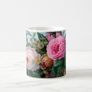 Üppige romantische rosa Rosen Botanik Kaffeetasse