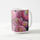 Üppige rosa Blumenmalerei Kaffeetasse (VorderseiteRechts)