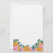 Üppige rosa gelbe Blumen Name & Initiale Briefpapier (Rückseite)