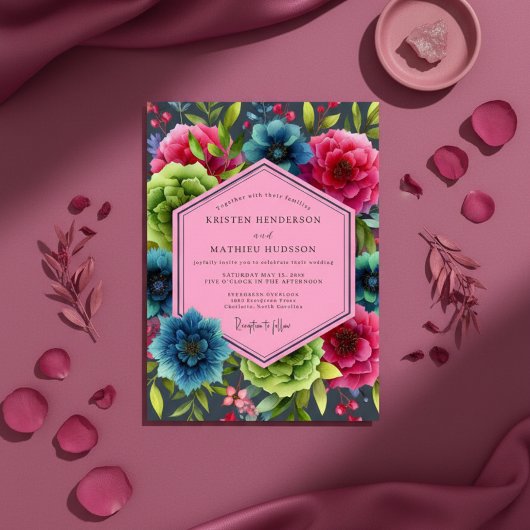 Üppige Teal-Hochzeit Einladung