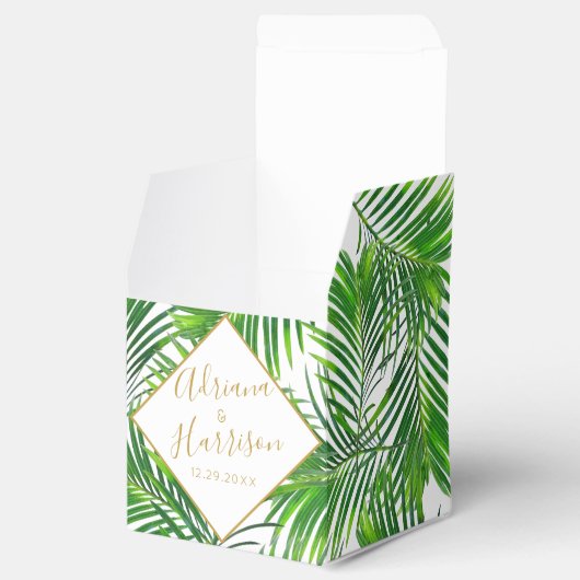 üppige tropische Blätter aus Palmen Geschenkschachtel (Geöffnet)
