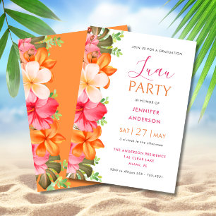 Üppige tropische Blumen-Abschluss-Luau Einladung