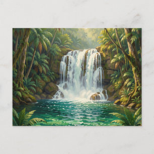 Üppige tropische Wasserfall-Oase Postkarte