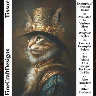 Üppige viktorianische Steampunk-Katze CS3 Decoupag Seidenpapier