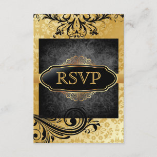 Üppige Vintage-Gold-Rolling-RSVP-Einladungen RSVP Karte