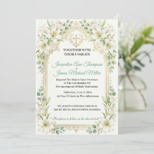Üppige Weiße Lilien Hochzeit Einladung