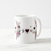 Üppiger Blumencluster Samt-Herzen Klassischer Mugg Kaffeetasse (VorderseiteRechts)