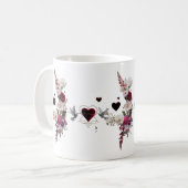 Üppiger Blumencluster Samt-Herzen Klassischer Mugg Kaffeetasse (Vorderseite Links)